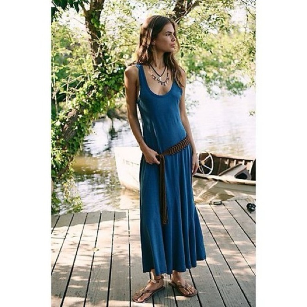 Free People Free-est Sidney Midi Dress siesta seas blue NWOT - Picture 2 of 7